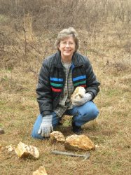 Gloria with our stash of Clio Wood.